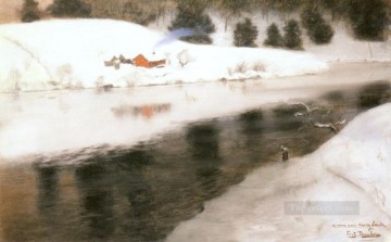 ブルック川の流れ Painting - シモア川の冬 印象派 ノルウェーの風景 フリッツ・タウロー